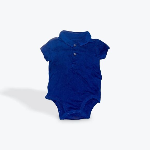 Preloved Carters Navy Dark Blue Collared Bodysuit Size 6 months - Picture 1 of 2